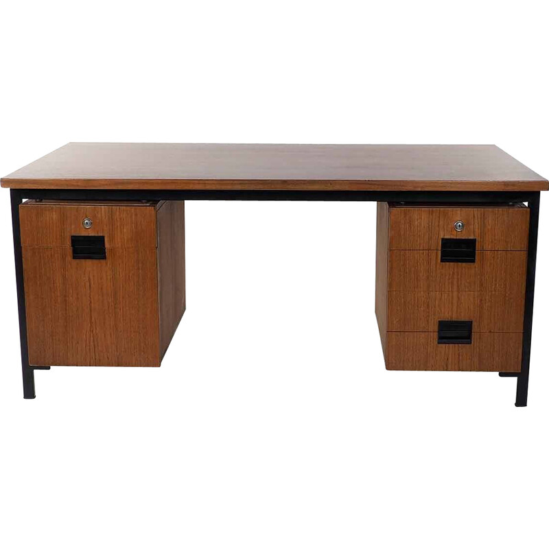 Vintage Japanese series teak veneer desk by Cees Braakman for Ums Pastoe, 1960