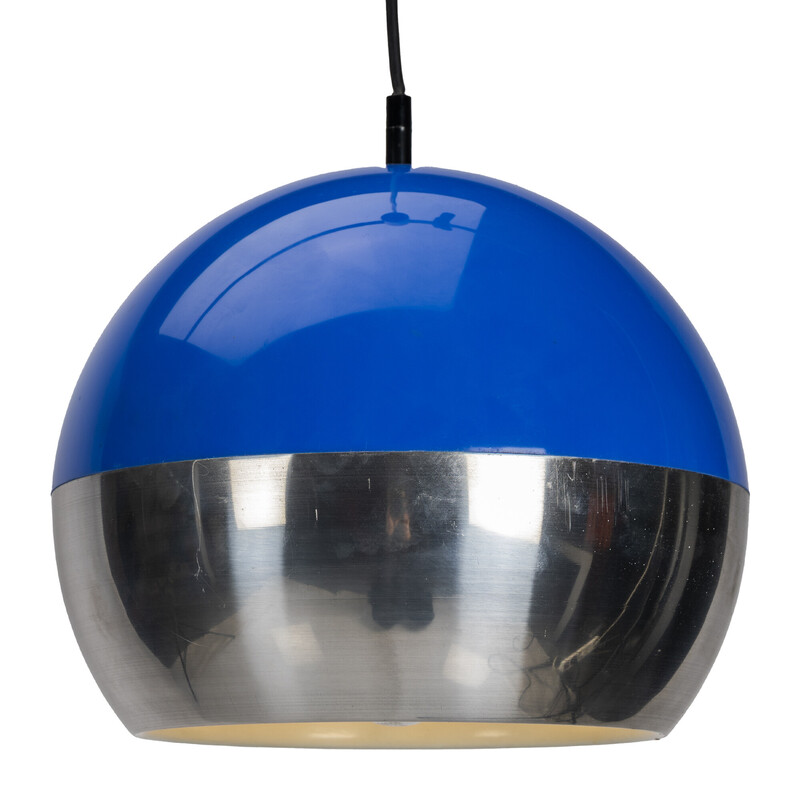 Vintage blue and chrome Space Age pendant lamp