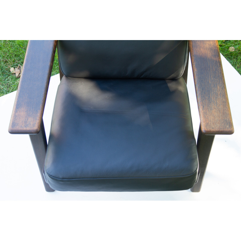 Vintage Danish dark oakwood Ge290 armchair by Hans J. Wegner for Getama, 1970s