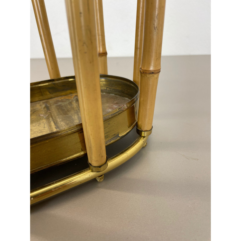 Hollywood Regency vintage brass and bamboo umbrella stand, Austria 1950s