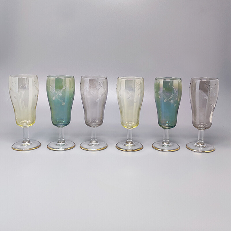 Picknicken schuintrekken verkopen Set van 6 vintage kristallen glazen, Italië 1960