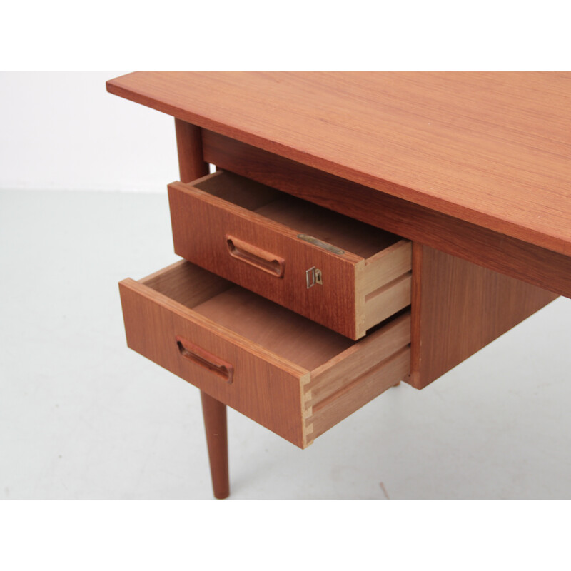 Scandinavian vintage teak flap desk with tapered legs