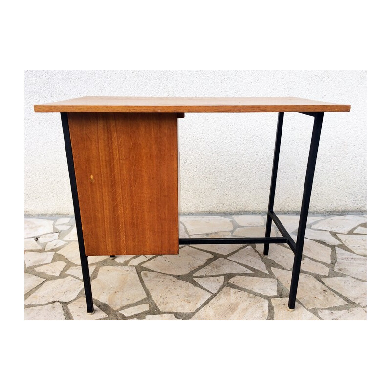 Tubular modernist desk in wood and metal - 1960s