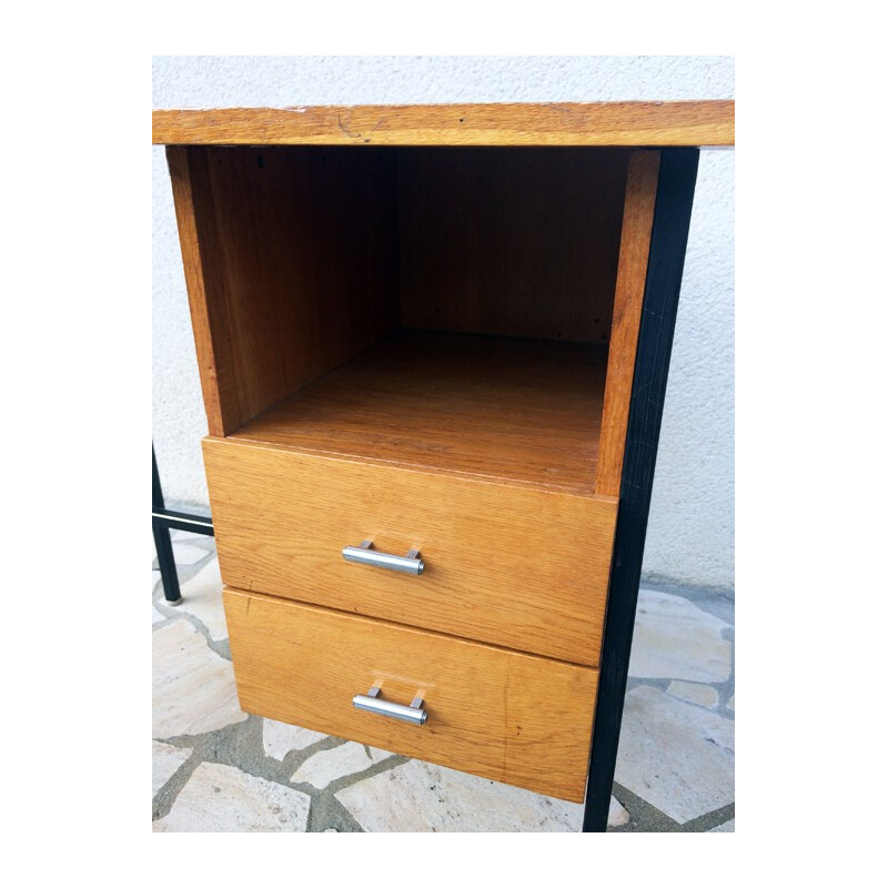 Tubular modernist desk in wood and metal - 1960s