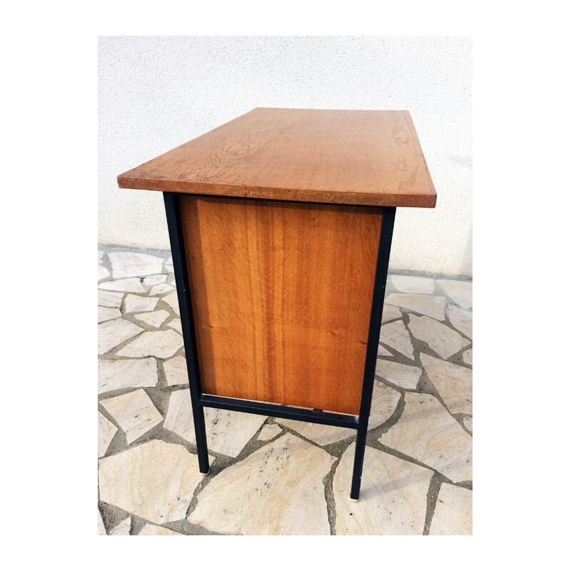 Tubular modernist desk in wood and metal - 1960s