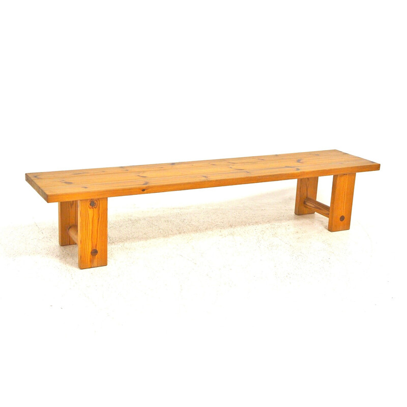 Vintage pine and fabric bench, Sweden 1970