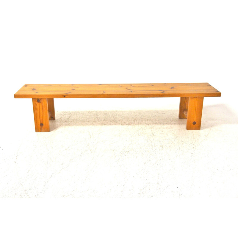 Vintage pine and fabric bench, Sweden 1970