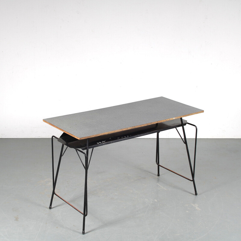 Vintage teacher's desk by Willy van der Meeren for Tubax, Belgium 1950s