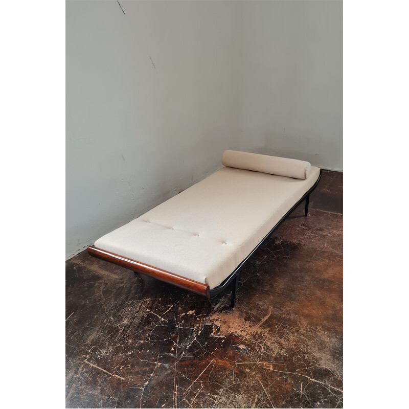 Mid century teak wood and wool fabric daybed by Dick Cordemeijer