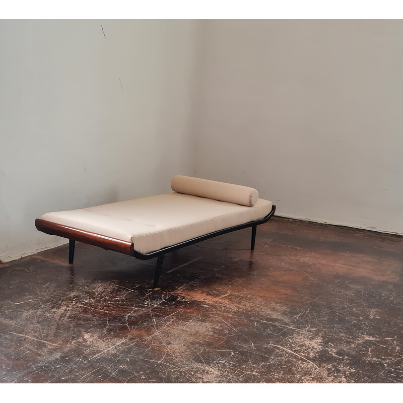 Mid century teak wood and wool fabric daybed by Dick Cordemeijer