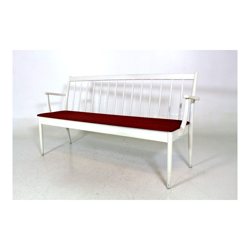 Vintage "Pinnsoffa" beechwood bench by Edbysverken, Sweden 1960