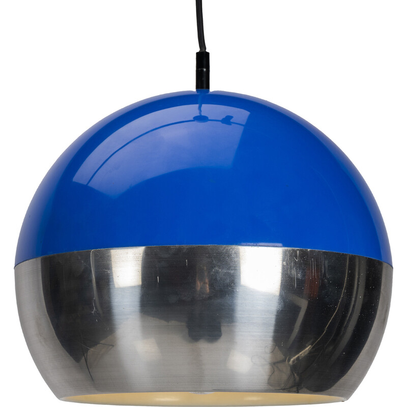 Lámpara colgante vintage azul y cromada de la Era Espacial