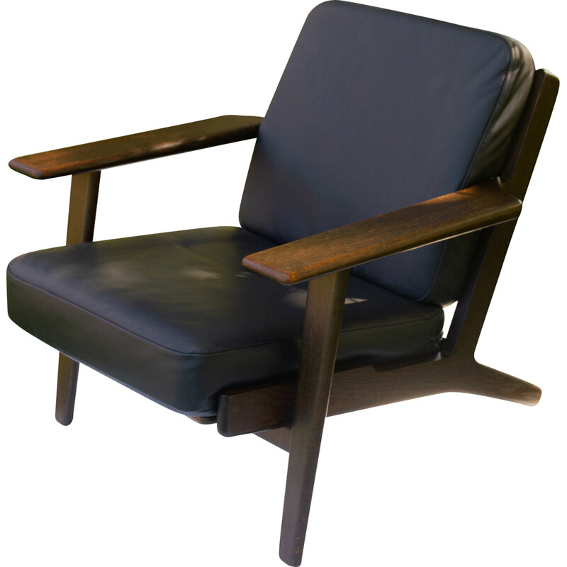 Vintage Danish dark oakwood Ge290 armchair by Hans J. Wegner for Getama, 1970s