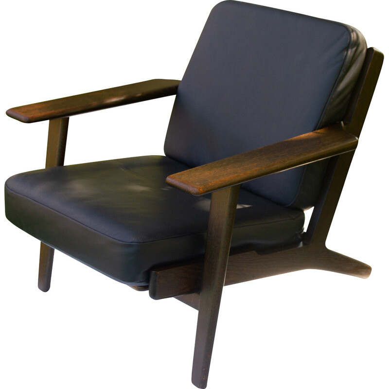 Vintage Deense donker eikenhouten Ge290 fauteuil van Hans J. Wegner voor Getama, 1970