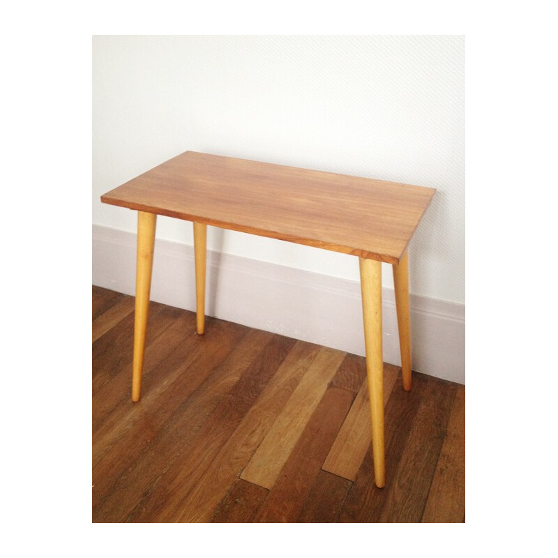 Mid century side table in varnished wood - 1960