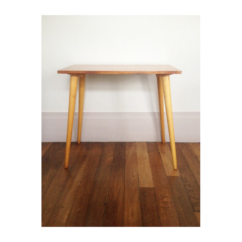 Mid century side table in varnished wood - 1960