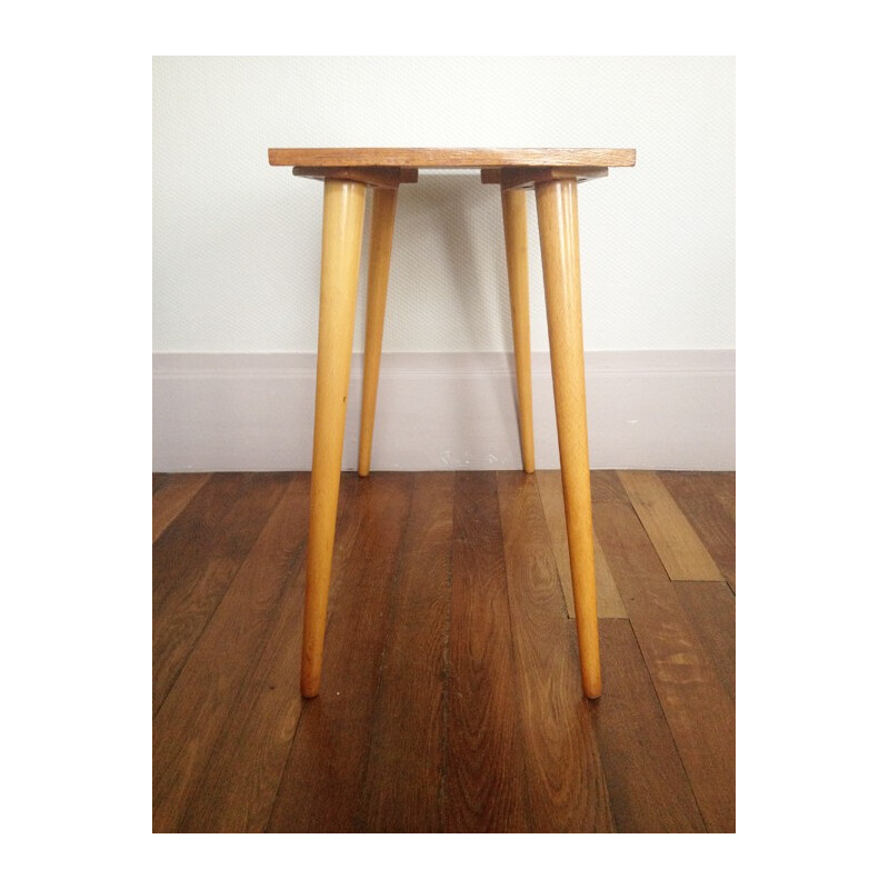 Mid century side table in varnished wood - 1960