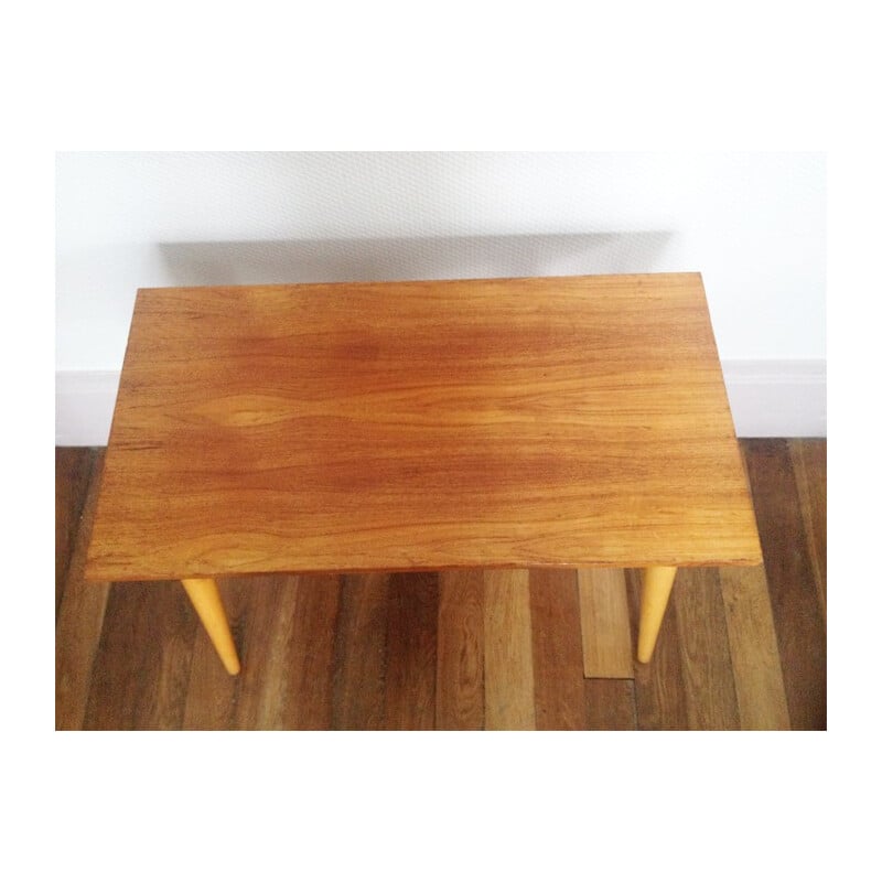 Mid century side table in varnished wood - 1960