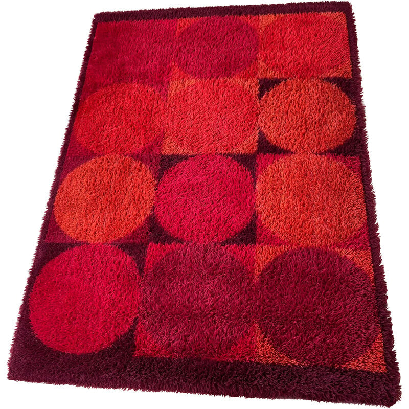 Vintage multi-color high pile rug, Denmark 1970s
