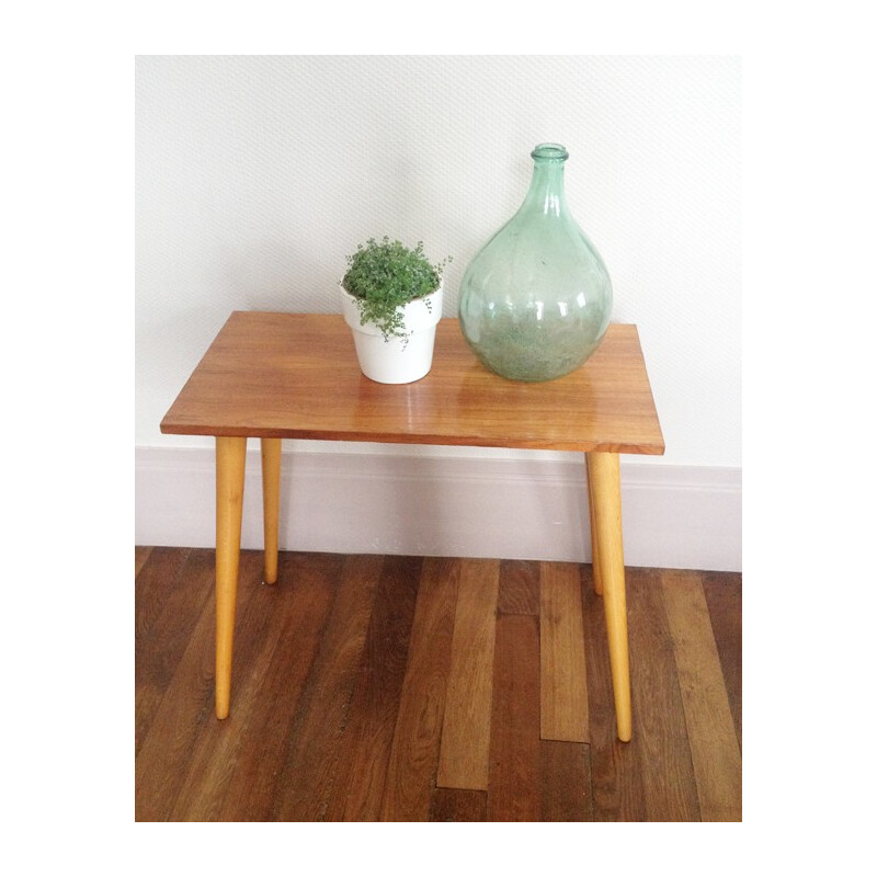 Table d'appoint vintage en bois vernis - 1960