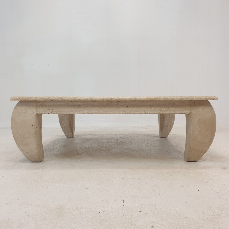 Italian vintage travertine "Opium" coffee table, 1980s