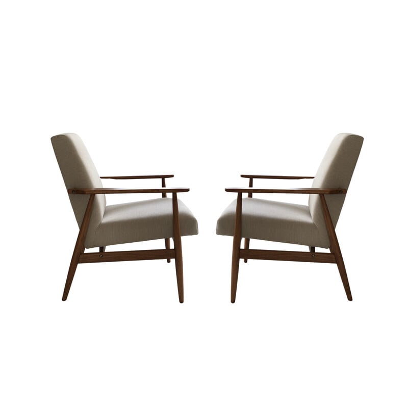 Pair of mid century beige armchairs by Henryk Lis, 1960s