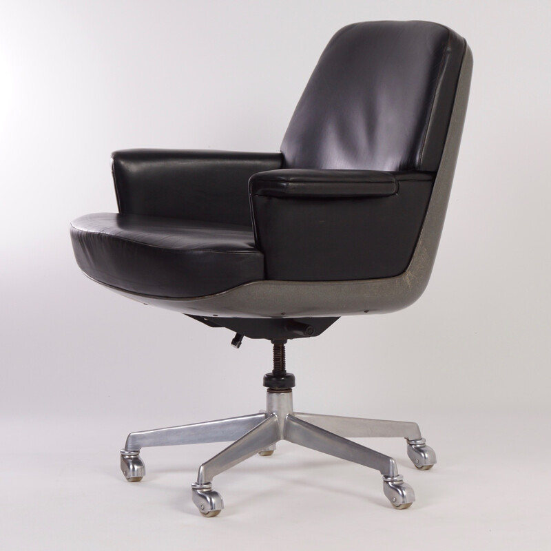 Wilkhahn Executive Office Chair in Black Leather - 1970s