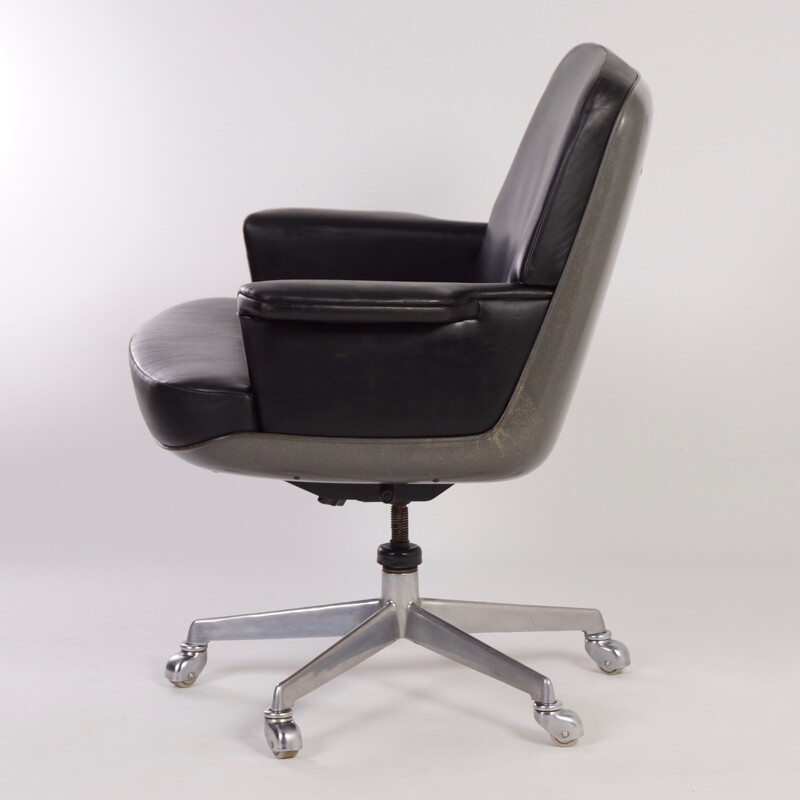 Wilkhahn Executive Office Chair in Black Leather - 1970s