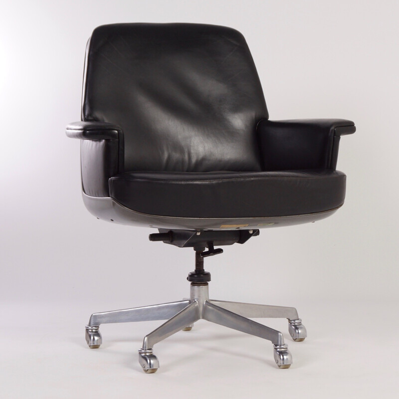 Wilkhahn Executive Office Chair in Black Leather - 1970s