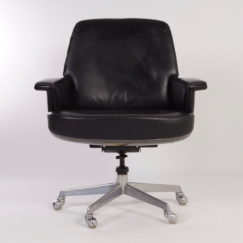 Wilkhahn Executive Office Chair in Black Leather - 1970s