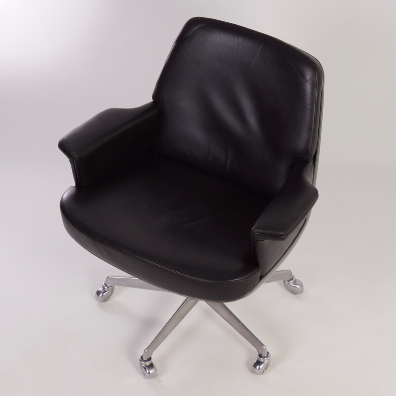 Wilkhahn Executive Office Chair in Black Leather - 1970s