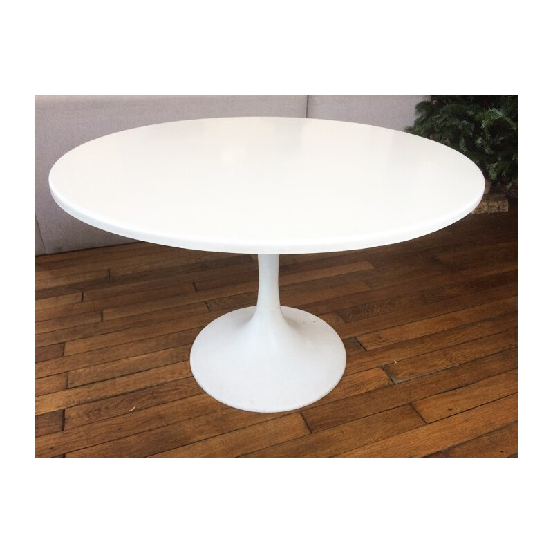 Fiberglass and plastic table with tulip-shaped leg - 1970s