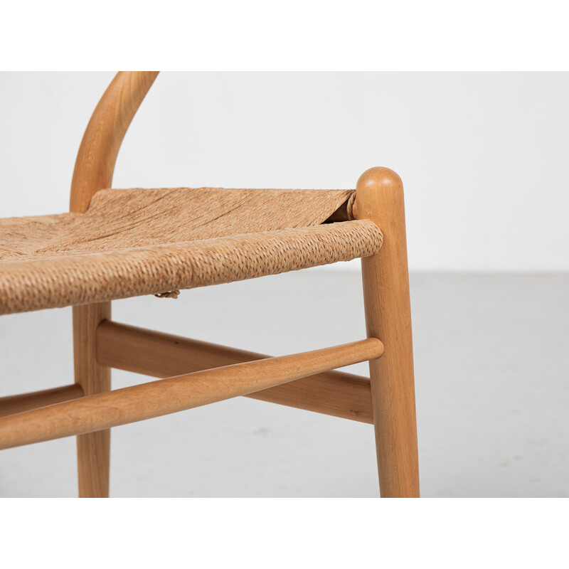 Cadeira Vintage "wishbone" em madeira e cordão de papel de Hans Wegner para Carl Hansen e Søn, Dinamarca Anos 60