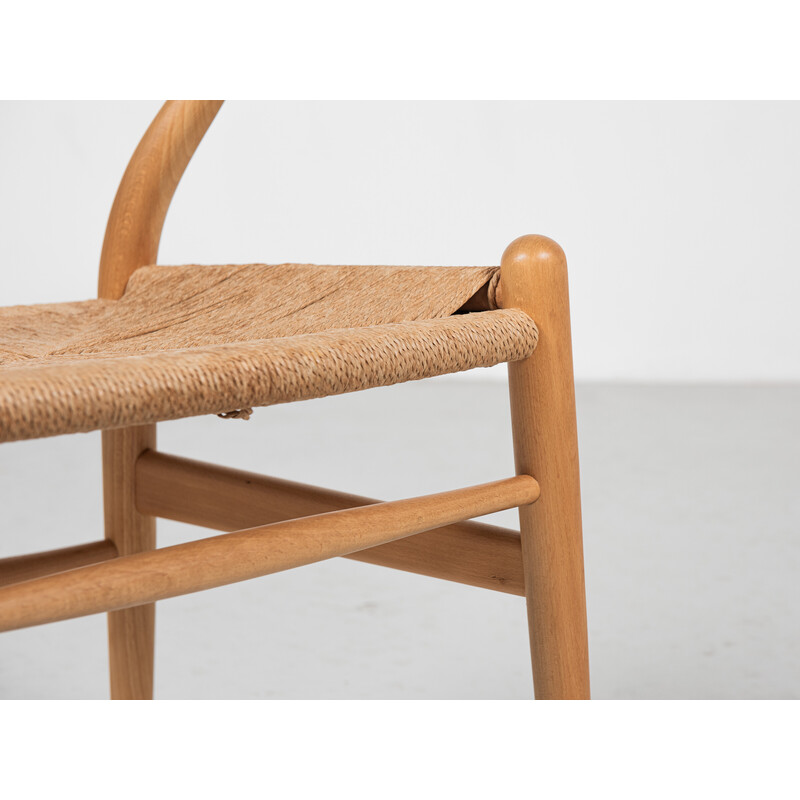 Vintage "wishbone" stoel in hout en papieren koord van Hans Wegner voor Carl Hansen en Søn, Denemarken 1960