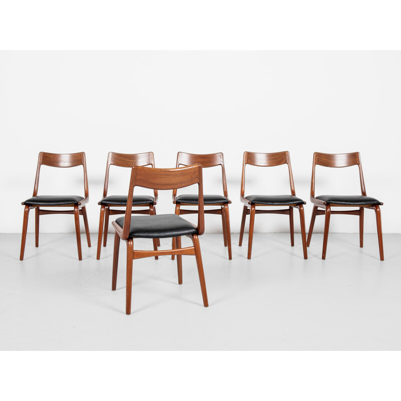 6 Stühle aus Teakholz "Boomerang" von Alfred Christensen für Slagelse, Dänemark 1960er Jahre