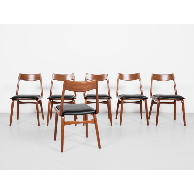 Set of 6 teak "Boomerang" chairs by Alfred Christensen for Slagelse, Denmark 1960s