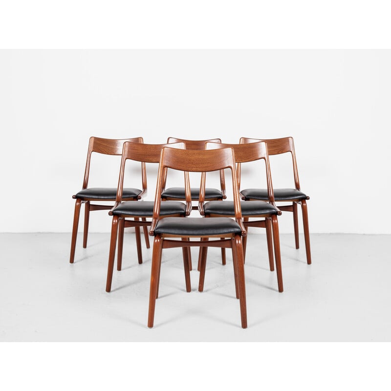 Set van 6 teakhouten "Boomerang" stoelen van Alfred Christensen voor Slagelse, Denemarken 1960