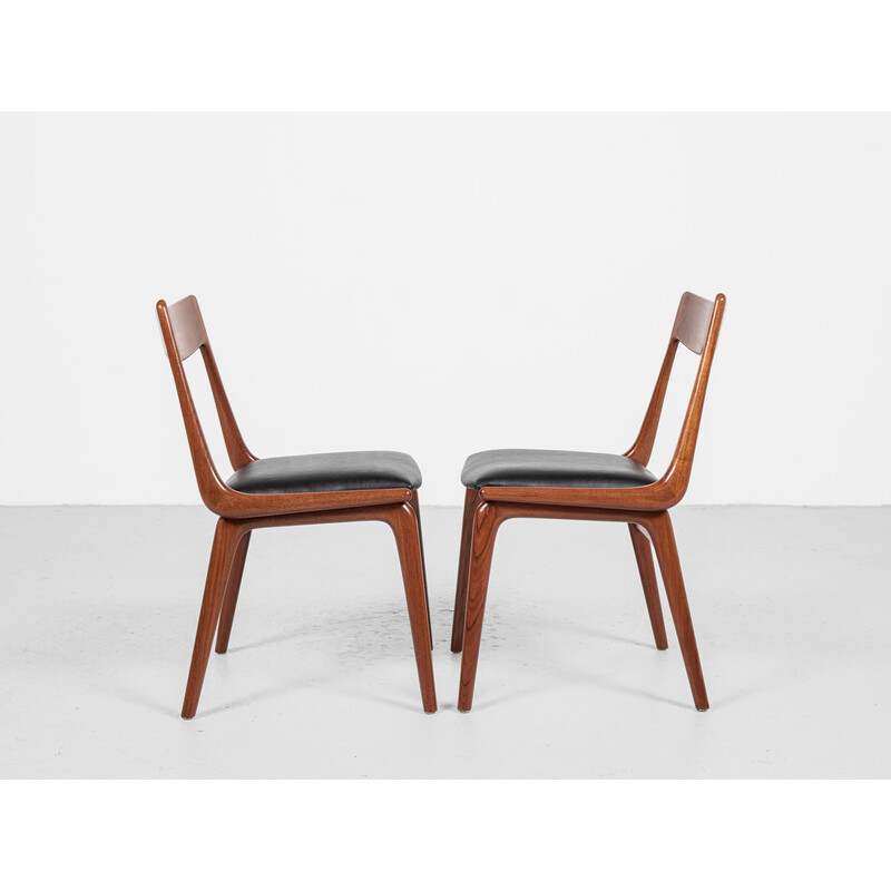 Set of 6 teak "Boomerang" chairs by Alfred Christensen for Slagelse, Denmark 1960s