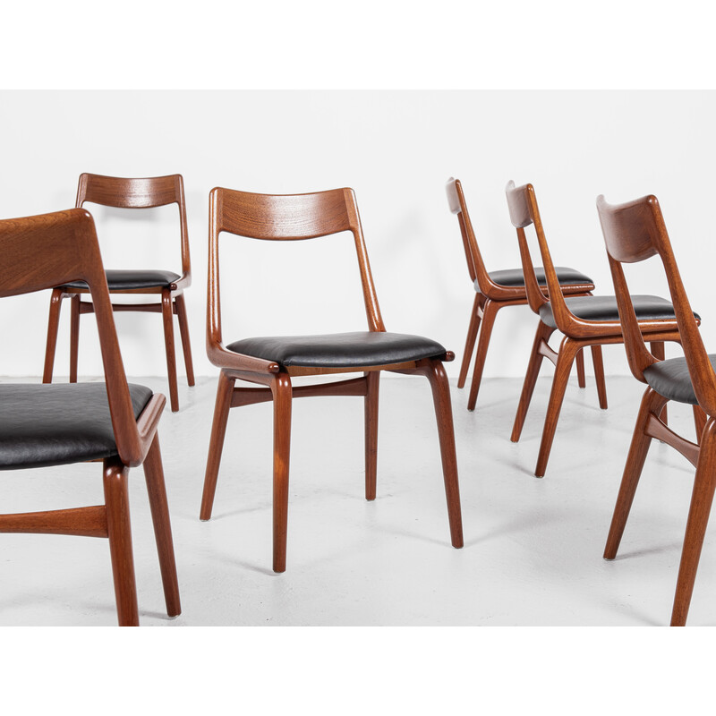 Set of 6 teak "Boomerang" chairs by Alfred Christensen for Slagelse, Denmark 1960s