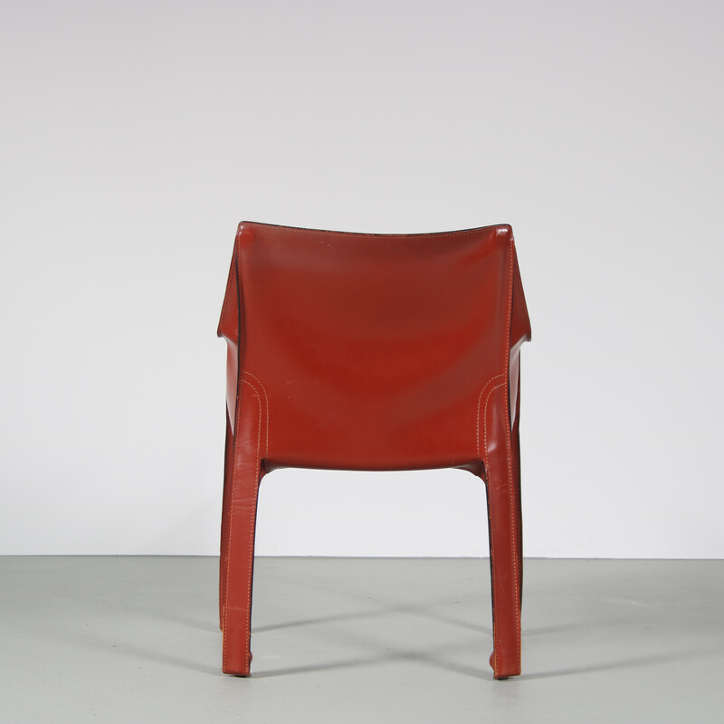 Vintage Cab armchair in cognac leather by Mario Bellini for Cassina, Italy 1980s