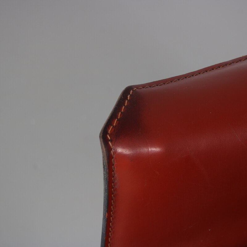 Vintage Cab armchair in cognac leather by Mario Bellini for Cassina, Italy 1980s