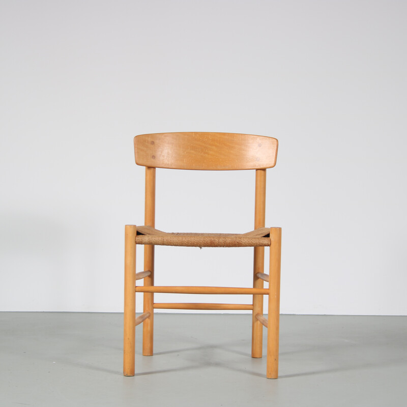 Juego de 4 sillas de comedor Shaker vintage en madera de haya de Borge Mogensen para Fdb Mobler, Dinamarca años 60