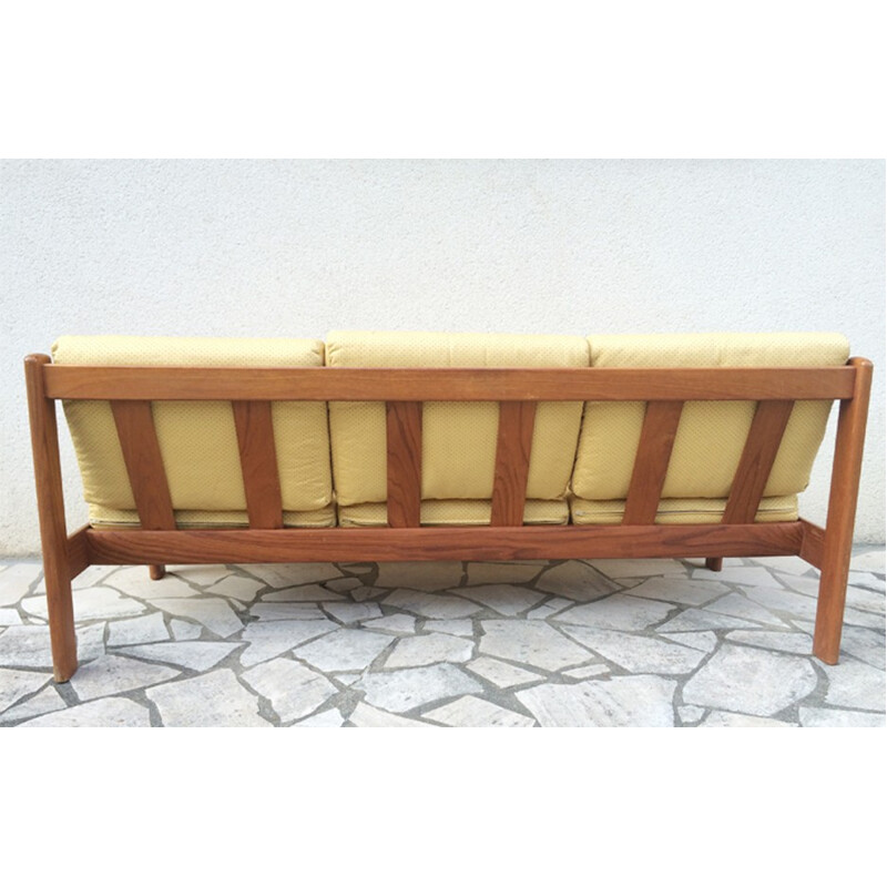 Scandinavian 3-seater bench in teak - 1960s