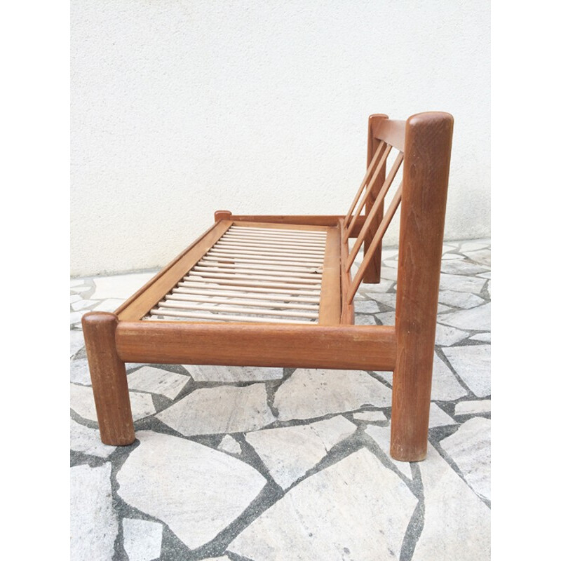 Scandinavian 2-seater bench in light teak - 1960s