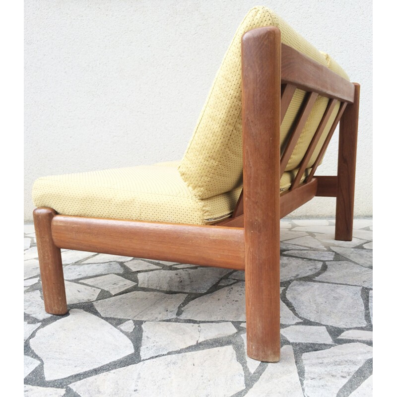 Scandinavian 2-seater bench in light teak - 1960s