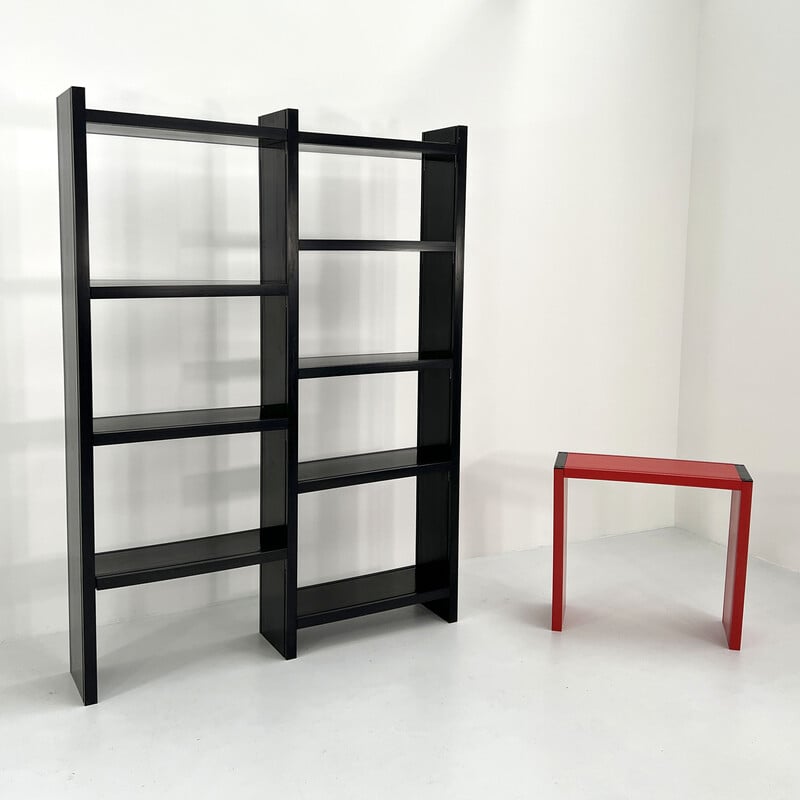 alarm Basistheorie annuleren Vintage zwarte en rode modulaire Dodona 300 boekenkast in kunststof van  Ernesto Gismondi voor Artemide, 1970.