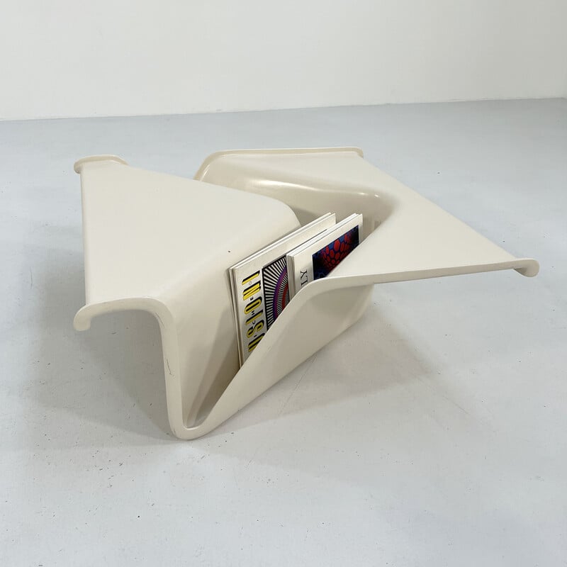 Vintage witte Kappa salontafel van fiberglas van Cesare Leonardi en Franca Stagi voor Fiarm, 1970.