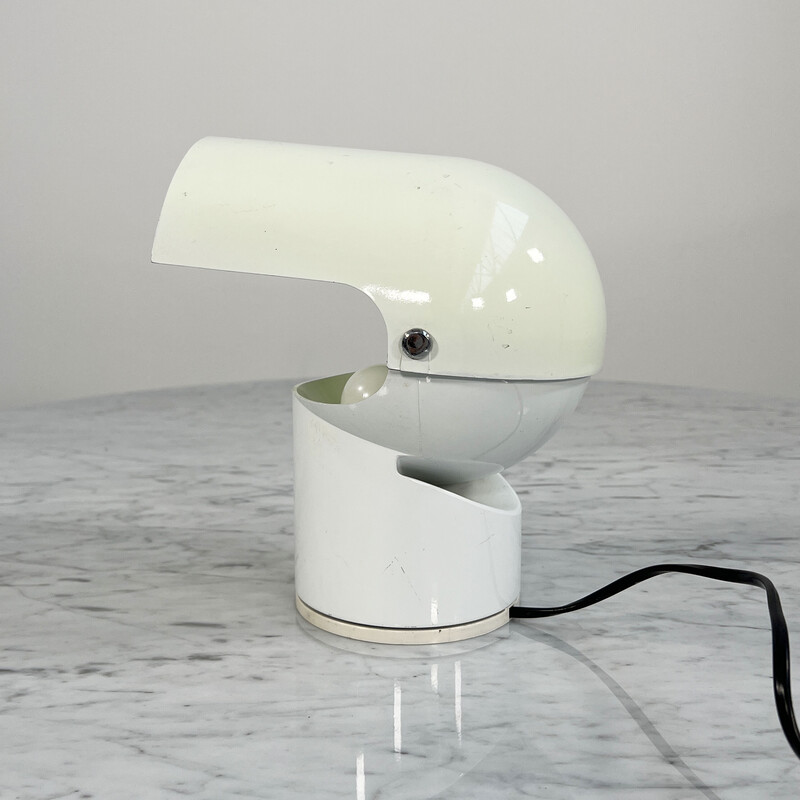 Lámpara de sobremesa vintage Pileino blanca de metal de Gae Aulenti para Artemide, años 70