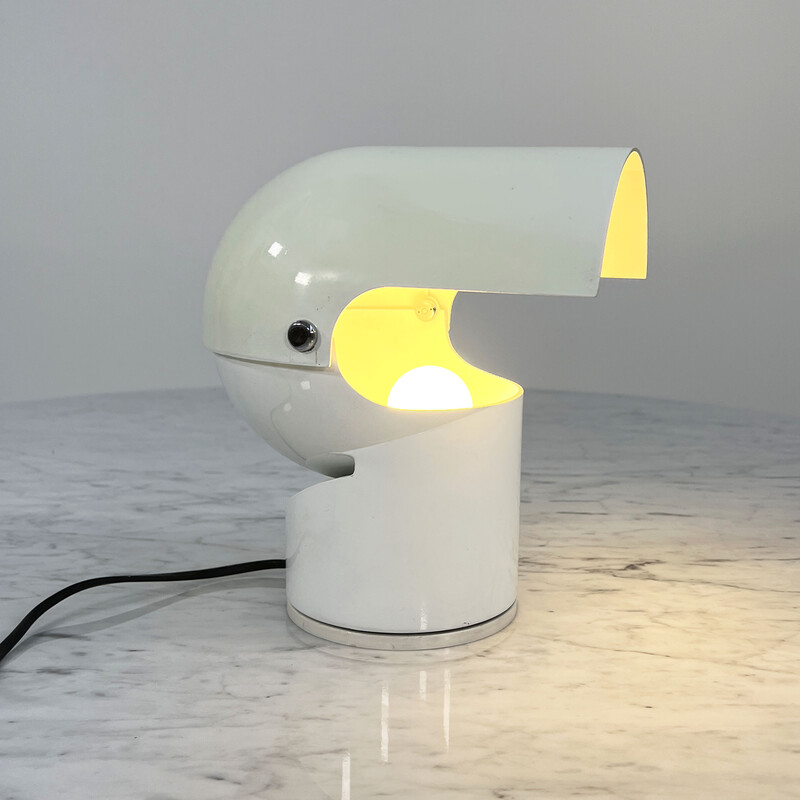 Vintage witte Pileino tafellamp in metaal van Gae Aulenti voor Artemide, 1970