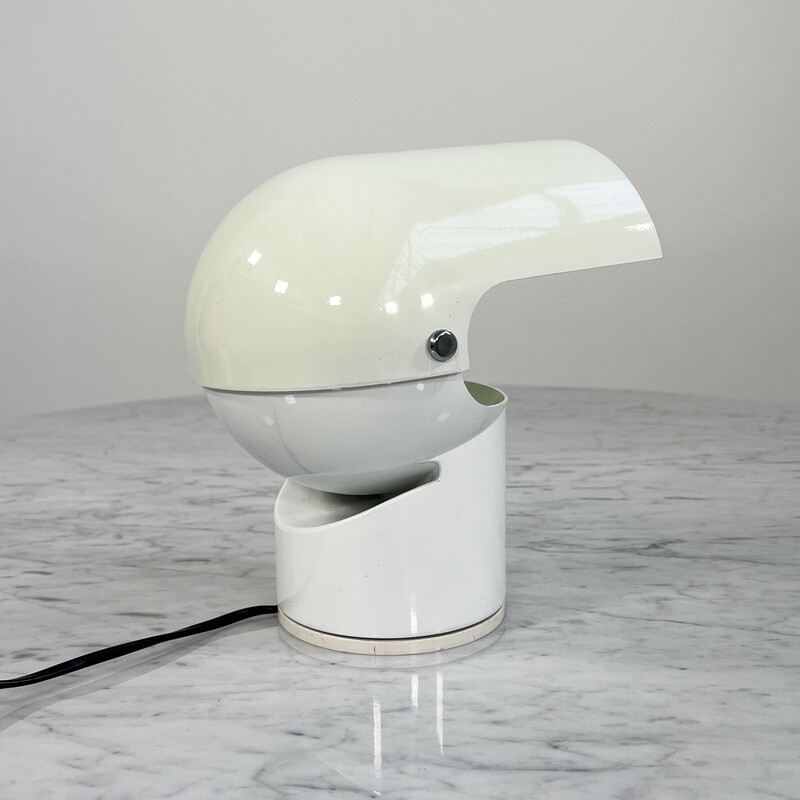 Lámpara de sobremesa vintage Pileino blanca de metal de Gae Aulenti para Artemide, años 70